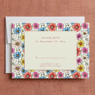 Bright wild flowers pattern RSVP card