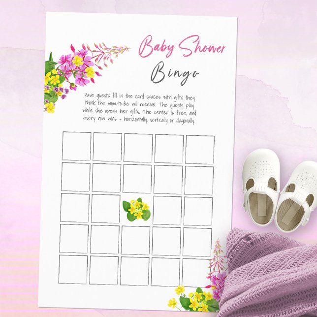 Bright Wildflower Baby Shower Bingo Game (Bright Wildflower Baby Shower Bingo Game ©Susanne Sachers - Sunny Mind Design 🌞)