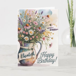 Bright Wildflower Birthday Bouquet Greeting Card