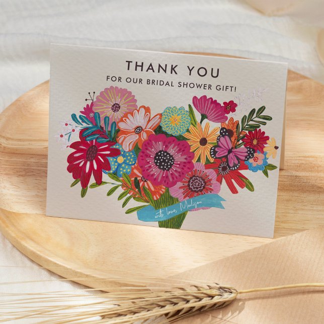 Bright Wildflower Bouquet Bridal Shower Thank You Card (Bright Wildflower Bouquet Bridal Shower Thank You Card)