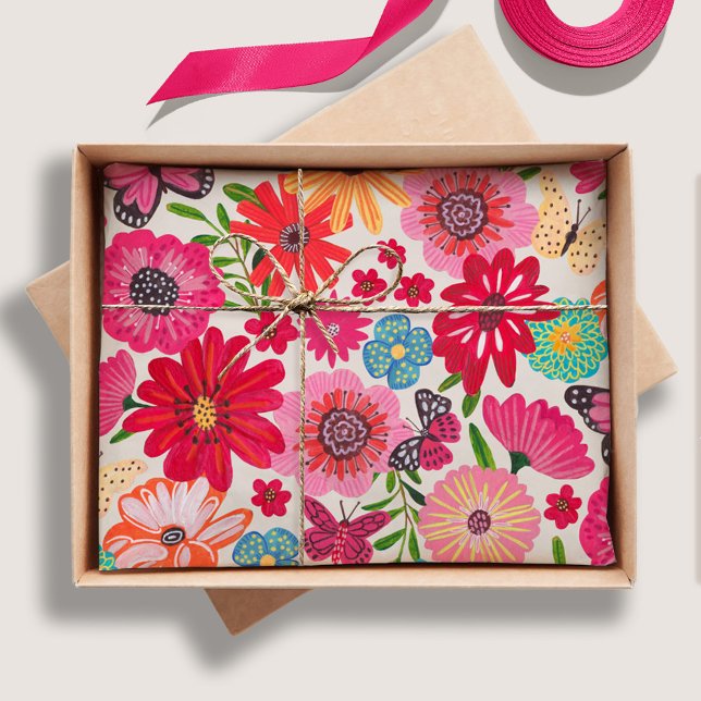 Bright Wildflower Pattern Bridal Shower Tissue Paper (Bright Wildflower Pattern Bridal Shower Tissue Paper)