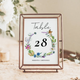 Bright Wildflower Wedding Table Number