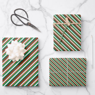 Bright Winter Colours Stripe Set  2 Wrapping Paper Sheet