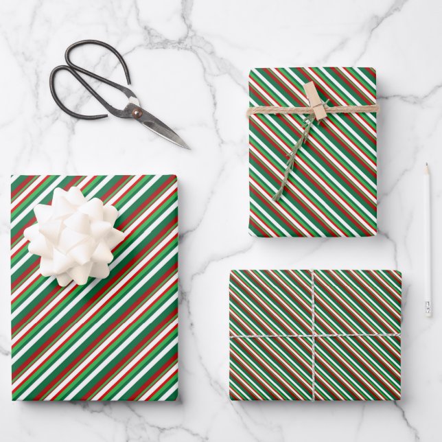 Bright Winter Colours Stripe Set  2 Wrapping Paper Sheet (Front)