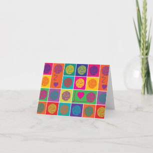 Bright Yarn, Yarn, Yarn Block Patterned Note Card