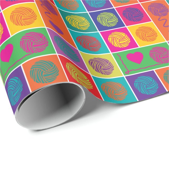 Bright Yarn, Yarn, Yarn Block Patterned Wrapping Paper (Roll Corner)