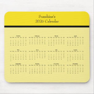 Bright Yellow 2026 Calendar Mousepad – Personalize
