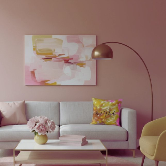  Bright yellow abstract modern brush strokes  Cushion (Creator Uploaded)