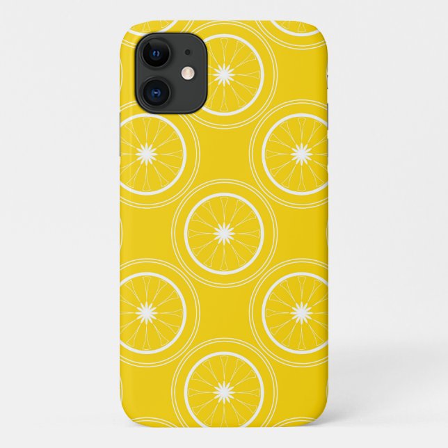  Bright yellow abstract pattern lemon retro Case-Mate iPhone Case (Back)