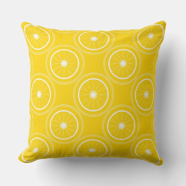  Bright yellow abstract pattern lemon retro Cushion (Front)