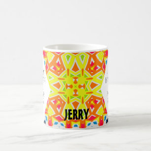 Bright Yellow and Blue Geometric Kaleidoscope Art Coffee Mug