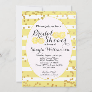 Bright Yellow and Gold Bridal Shower Invitation