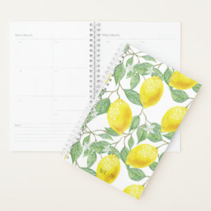 Bright Yellow and Green Bold Lemon Tree Pattern Planner