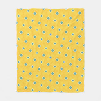 Bright Yellow and Greet Confetti Squares Fleece Blanket