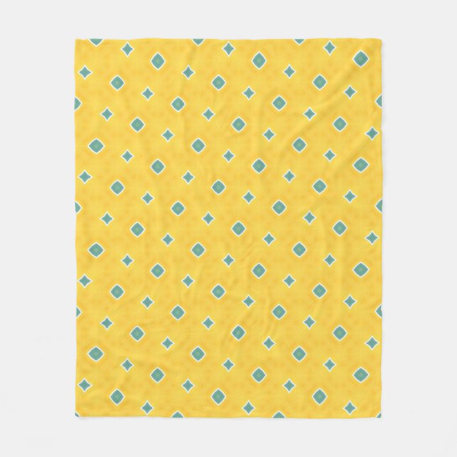 Bright Yellow and Greet Confetti Squares Fleece Blanket (Front)