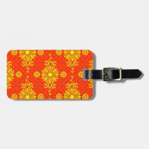 Bright Yellow and Orange Floral Design Luggage Tag