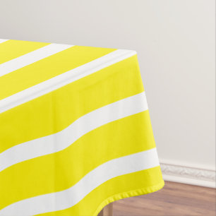 Bright Yellow and White Stripe Tablecloth
