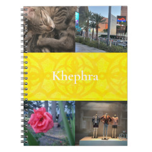 Bright Yellow Batik Collage and Name Notebook