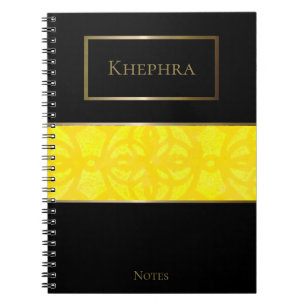Bright Yellow Batik Simple Name Notebook