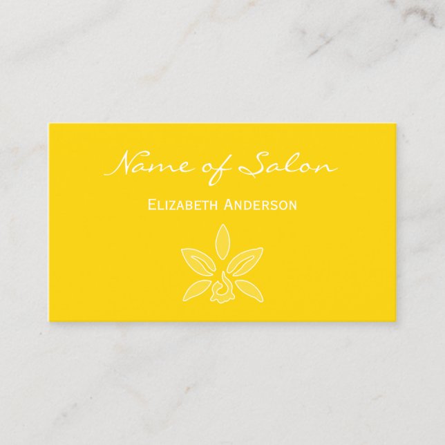 Bright Yellow Beauty Salon Simple and Chic Business Card (Front)