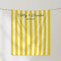 Bright Yellow Cabana Stripe Personalised Wedding