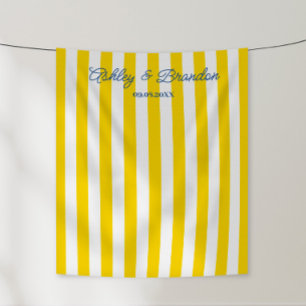 Bright Yellow Cabana Stripe Personalised Wedding Tapestry