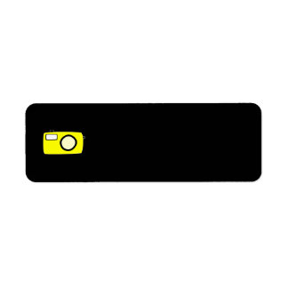 Bright Yellow Camera. On Black. Return Address Label