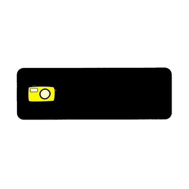 Bright Yellow Camera. On Black. Return Address Label (Front)