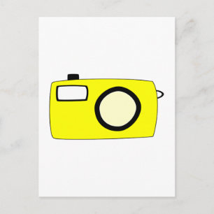Bright Yellow Camera. On White. Postcard