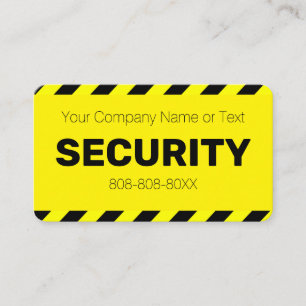 Bright Yellow Caution Security Guard Business Card