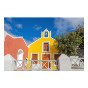 Bright Yellow Church and Blue Sky Photo Print