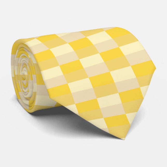 Bright Yellow Colour Blocks Tie (Rolled)