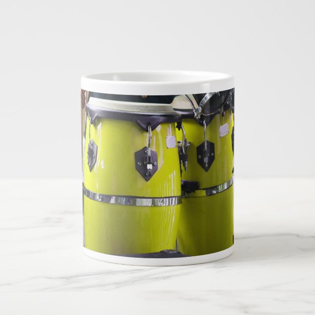 Bright yellow conga drums photo.jpg large coffee mug (Front)