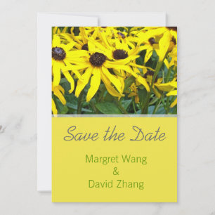bright yellow  daisy flowers save the date