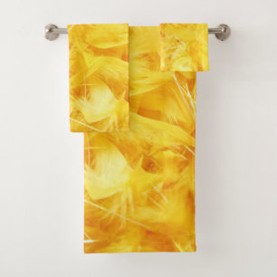 Bright Yellow Feathers Bath Towel Set