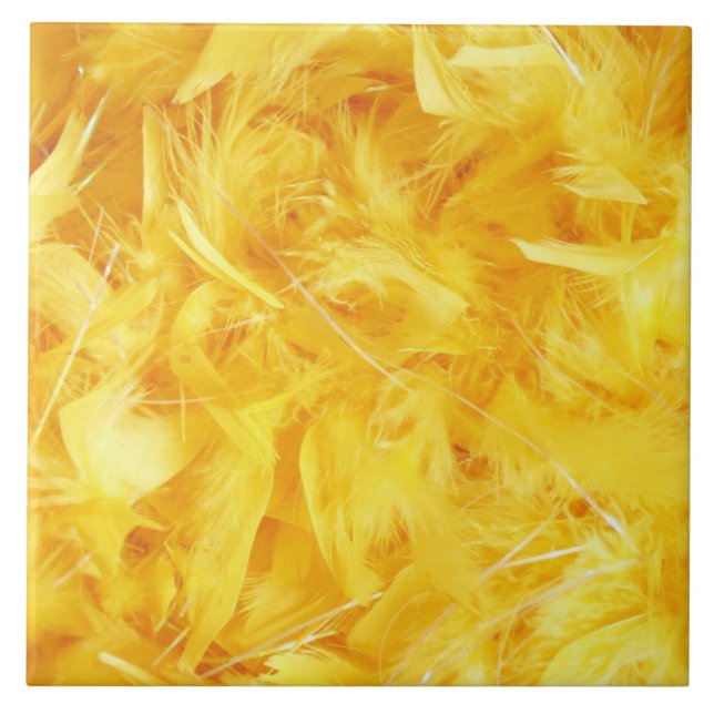 Bright Yellow Feathers Ceramic Tile (Front)