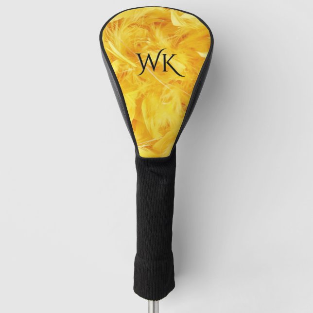 Bright Yellow Feathers Initials Golf Head Cover (Front)