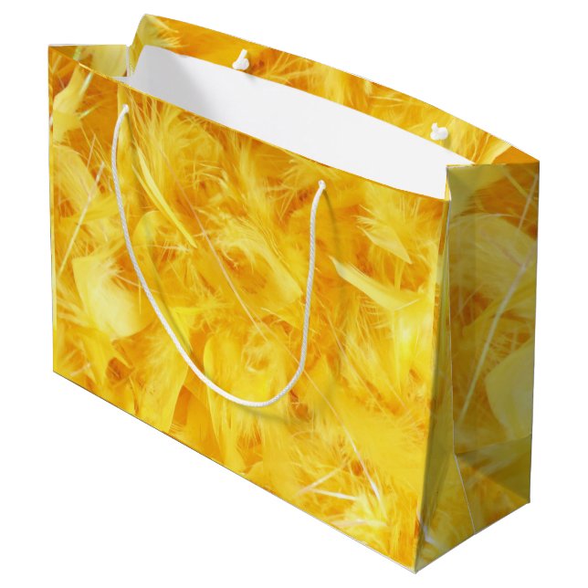 Bright Yellow Feathers Large Gift Bag (Back Angled)