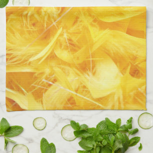 Bright Yellow Feathers Tea Towel