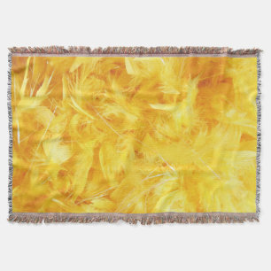 Bright Yellow Feathers Throw Blanket
