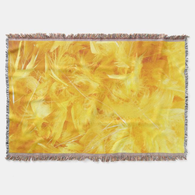 Bright Yellow Feathers Throw Blanket (Front)