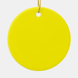 Bright Yellow #FFF3000, Banana Yellow Ceramic Ornament