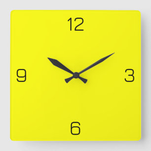 Bright Yellow FFFF00 Colour - Add Your Name Option Square Wall Clock