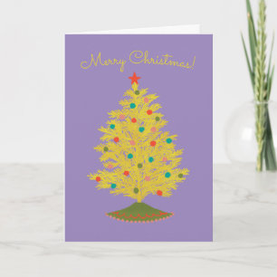 Bright Yellow Flocked Christmas Tree Card