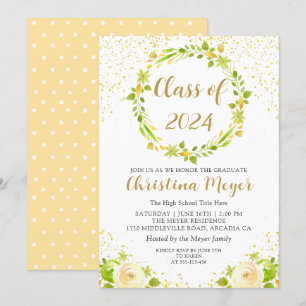 Bright Yellow Floral Garden Graduation Party Invitation