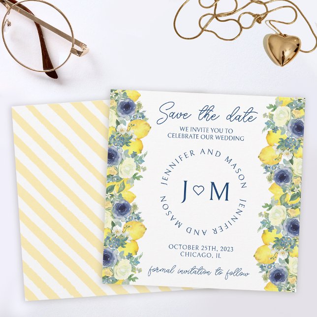 Bright yellow floral lemon theme Save the date Invitation (Creator Uploaded)