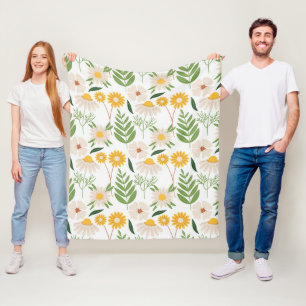 Bright Yellow Floral Pattern Fleece (3 Sizes) Blanket