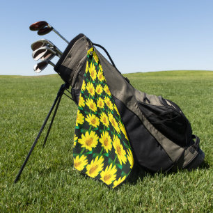 Bright Yellow Floral Pattern Golf Towel