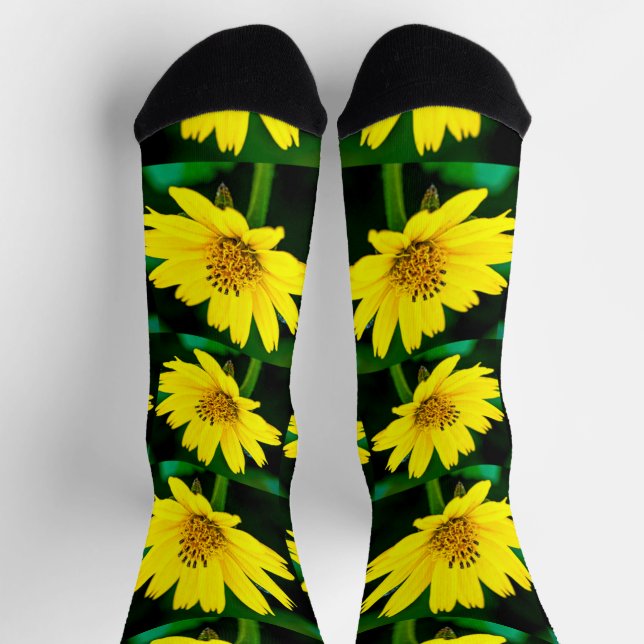 Bright Yellow Floral Pattern Socks (Top)