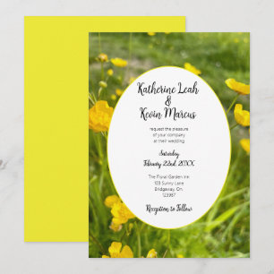 Bright Yellow Floral Wedding  Invitation